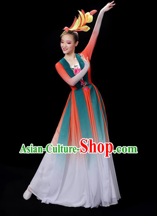 Chinese Umbrella Dance Clothing Classical Dance Gradient Red Dress Professional Fan Dance Garment Costume