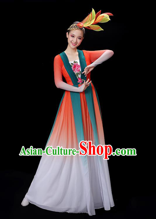 Chinese Umbrella Dance Clothing Classical Dance Gradient Red Dress Professional Fan Dance Garment Costume