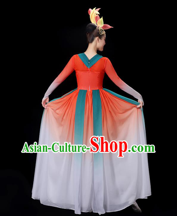 Chinese Umbrella Dance Clothing Classical Dance Gradient Red Dress Professional Fan Dance Garment Costume