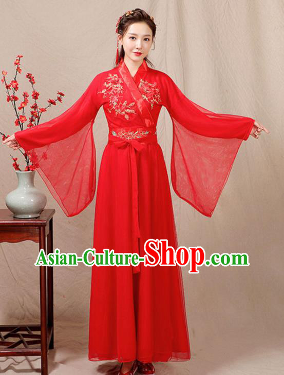 China Classical Dance Clothing Ancient Hanfu Fairy Dance Costume Umbrella Dance Red Dress