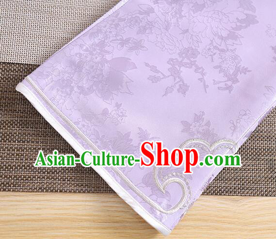 Chinese Embroidered Qipao Upper Outer Garment Traditional Cheongsam Blouse Light Purple Long Sleeves Shirt