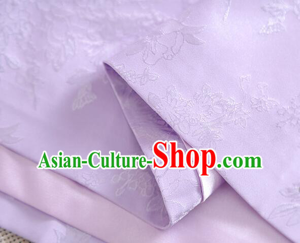 Chinese Embroidered Qipao Upper Outer Garment Traditional Cheongsam Blouse Light Purple Long Sleeves Shirt