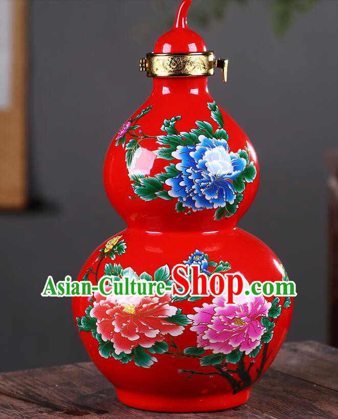 Chinese Jingdezhen Ceramic Bottle Handmade Gourd Bottle Wine Flagon