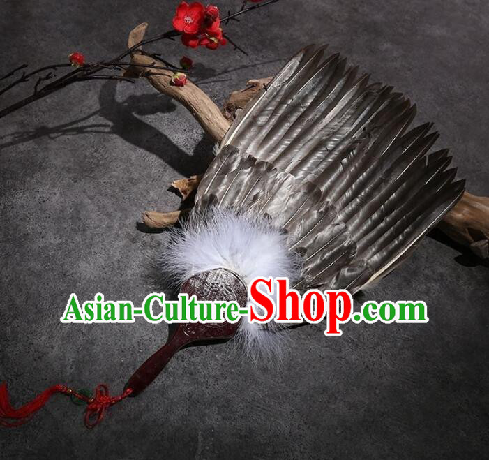 Traditional Zhuge Liang Fan Eight Trigrams Fan Handmade Chinese Feather Fans for Men