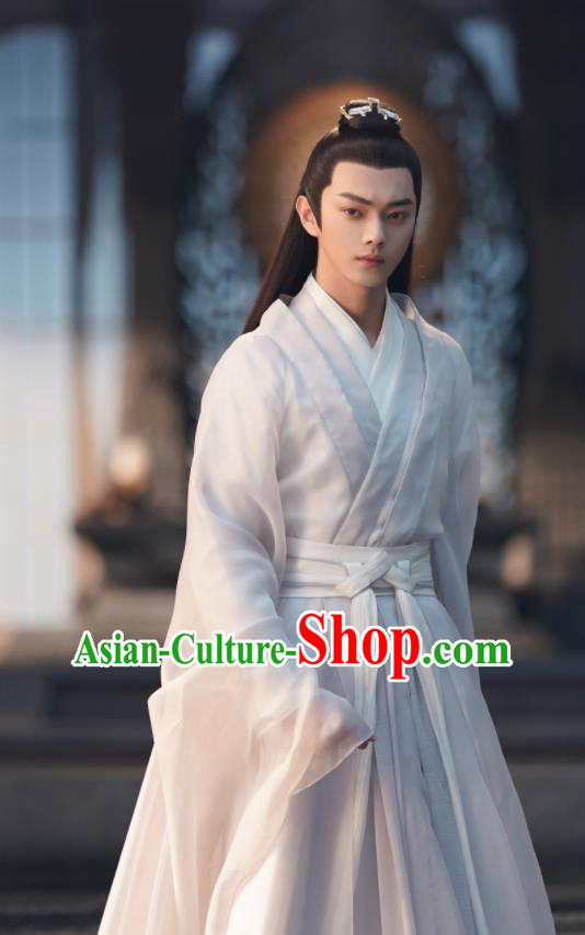 Chinese Xianxia TV Series Ancient Love Poetry Bai Jue Costumes Ancient Immortal Clothing Traditional Taoist Priest White Dress Garments