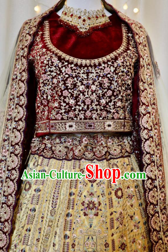 Indian Traditional Garment Costumes Wedding Dress Top Embroidered Lengha Outfit India Bride Clothing