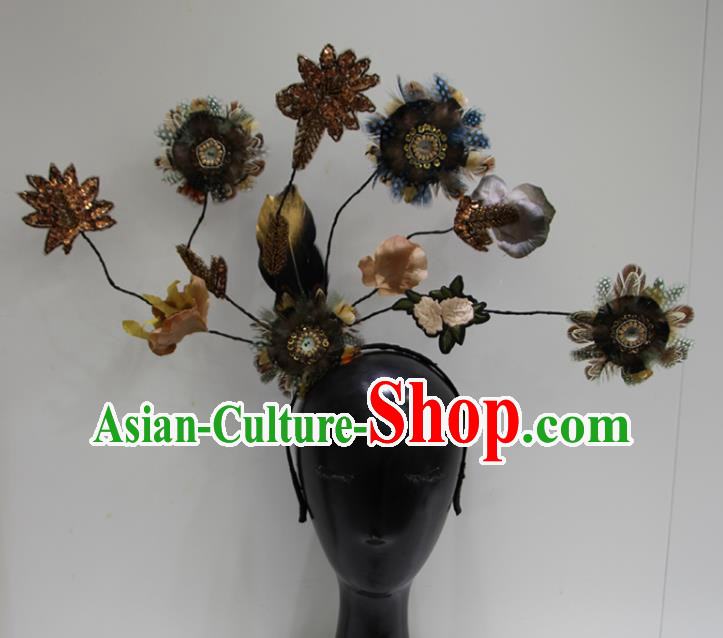 Top Baroque Headdress Handmade Party Branch Headwear Embroidered Royal Crown
