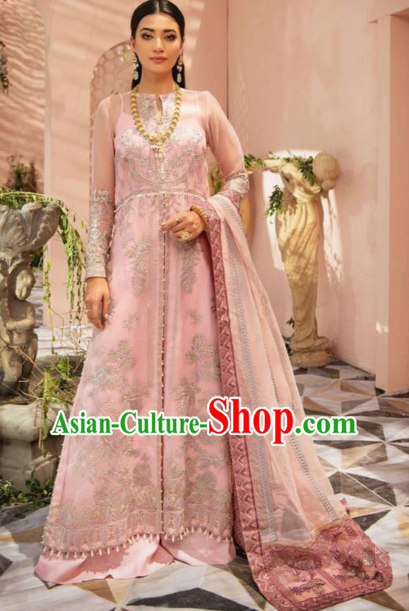 Top Embroidered Pink Outfit Costumes India Bride Clothing Traditional Lengha Garment Indian Wedding Dress