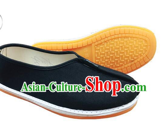Chinese Black Monk Shoes Handmade Multi Layered Traditional Cloth Shoes Martial Arts Shoes for Men
