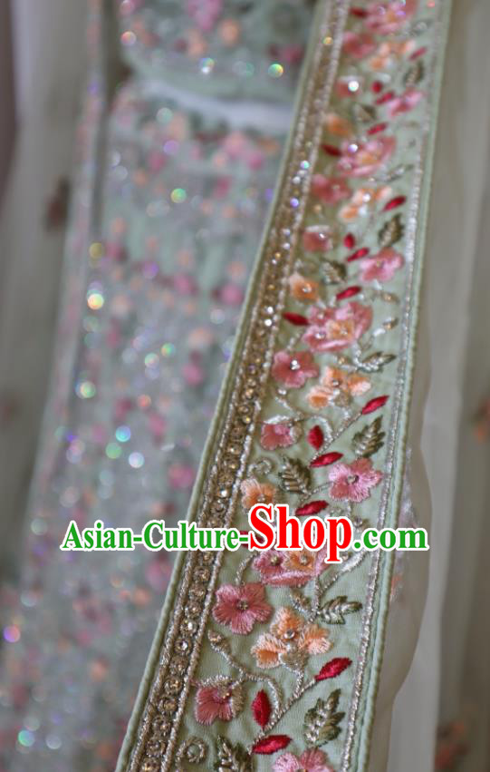 Indian Wedding Clothing India Traditional Lengha Garment Top Embroidered Light Green Dress Outfit