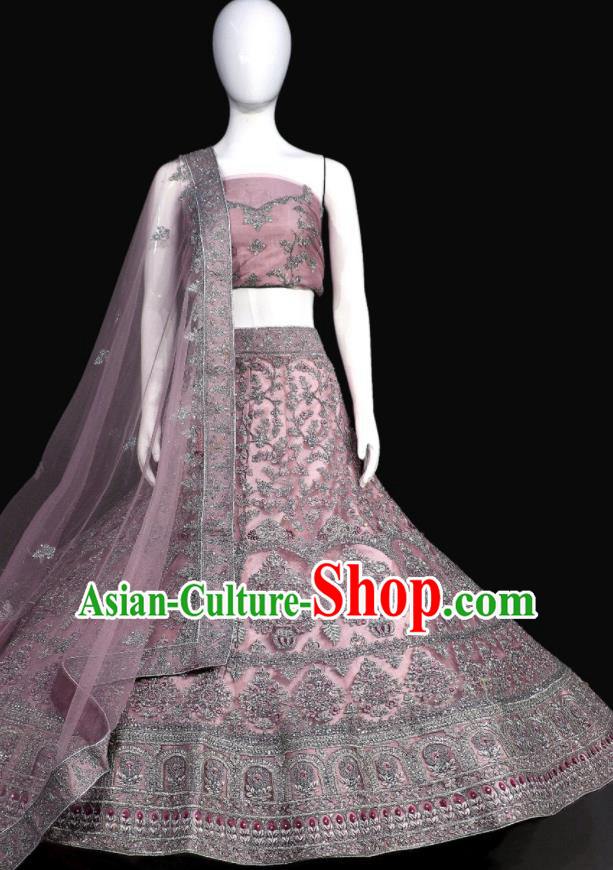 India Lengha Clothing Top Indian Traditional Garment Pink Wedding Dress Embroidered Skirt Outfit