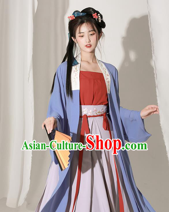Chinese Traditional Hanfu Clothing Ancient Young Beauty Dress Song Dynasty Beizi Costumes
