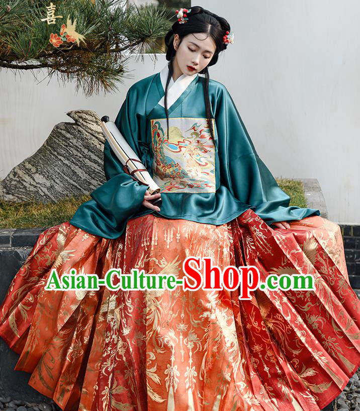 Chinese Ming Dynasty Beauty Costumes Traditional Hanfu Mamian Skirt Clothing Ancient Princess Dress