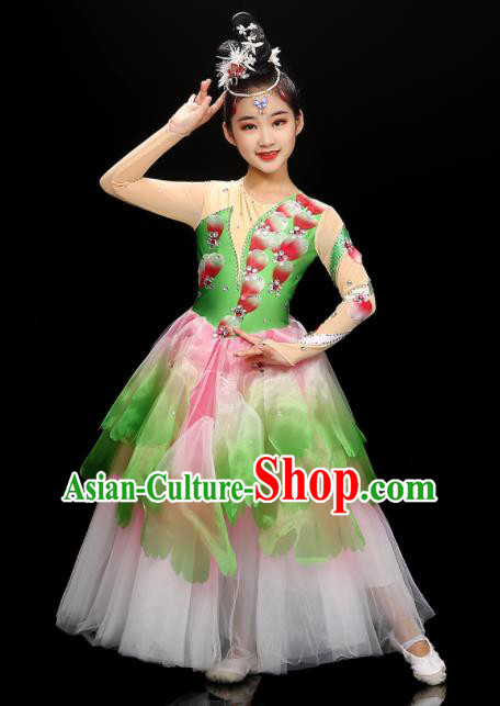 Chinese Children Flowers Dance Clothing Opening Dance Garment Costume Chorus Singing Dress Classical Dancewear