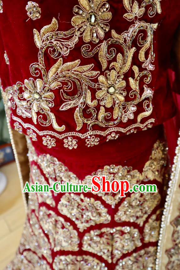 Indian Bride Lengha Garment Top Embroidered Red Outfit Traditional Wedding Dress India Clothing