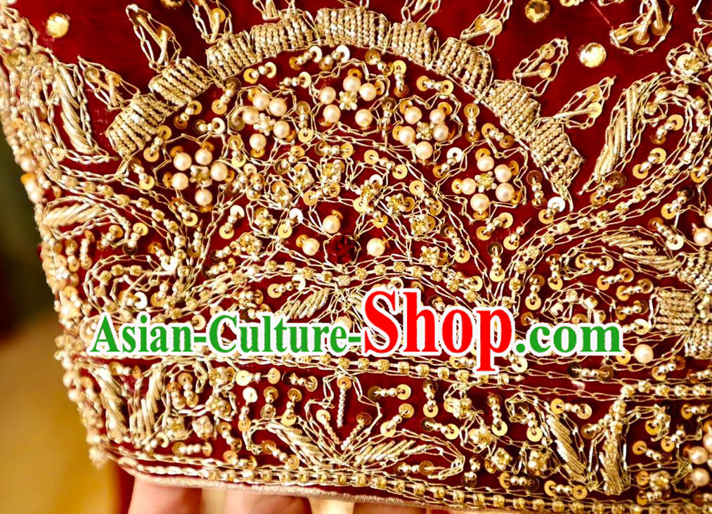 India Clothing Indian Bride Lengha Garment Top Embroidered Beads Red Outfit Traditional Wedding Dress