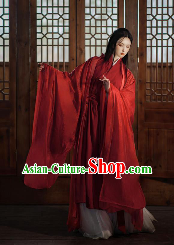 Chinese Wei Dynasty Princess Costumes Traditional Red Hanfu Clothing Ancient Swordswoman Dress Outfits