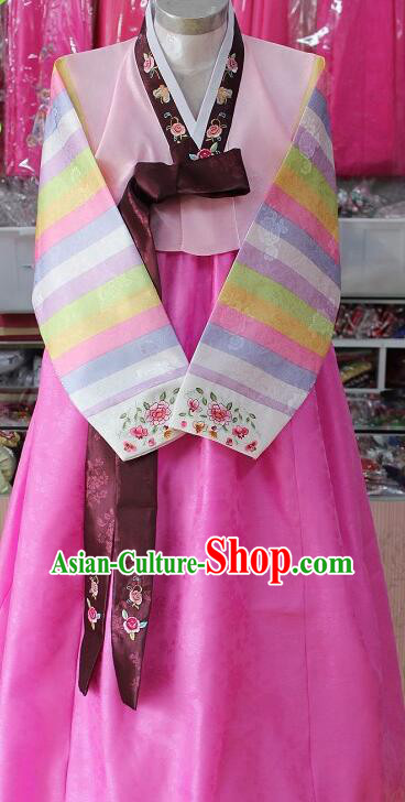 Korea Stripes Costume Korean Bride Pink Dress Traditional Hanbok