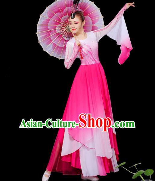 Chinese Classical Dance Clothing Umbrella Dance Costumes Jasmine Flower Dance Garment Women Solo Dance Pink Dress