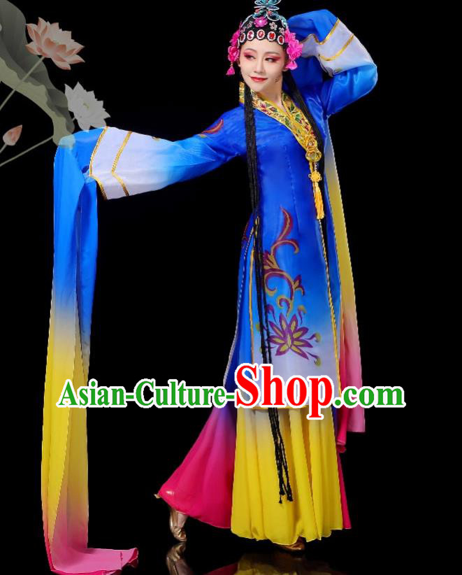 Chinese Water Sleeve Dance Garment Women Group Dance Royal Blue Dress Opera Dance Clothing Classical Dance Costumes