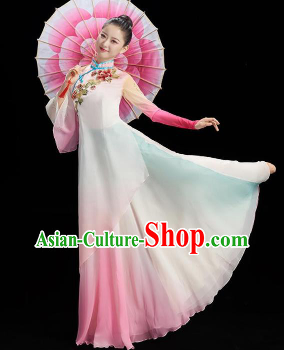 China Stage Performance Garment Classical Dance Clothing Women Group Dance Dress Umbrella Dance Costume