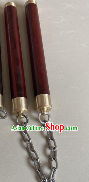 Chinese Kung Fu Nunchaka Top Lobular Red Sandalwood Nunchakus Martial Arts Nunchaku