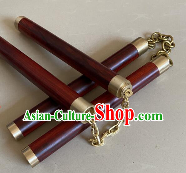 Chinese Kung Fu Nunchaka Top Lobular Red Sandalwood Nunchakus Martial Arts Nunchaku