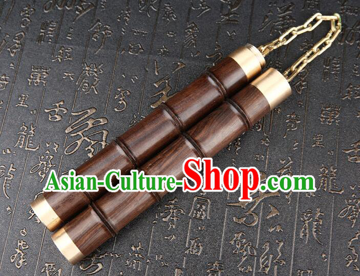 Top Ebony Nunchakus Chinese Martial Arts Nunchaku Handmade Kung Fu Bamboo Joint Nunchaka