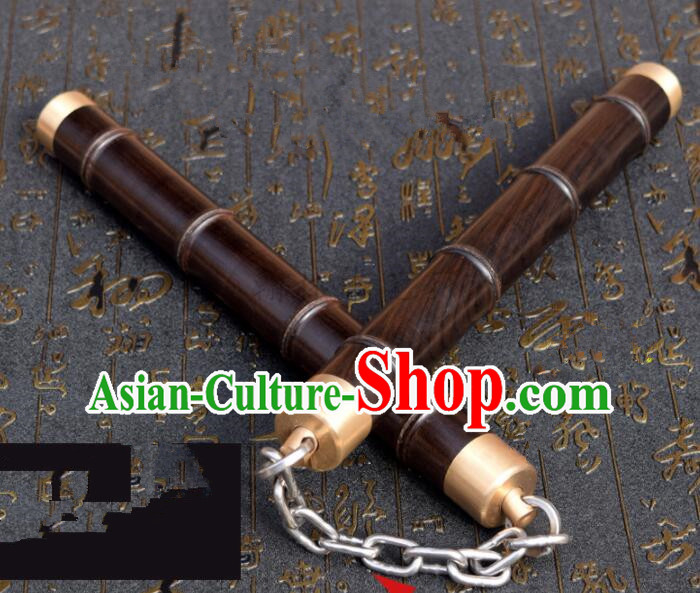 Top Ebony Nunchakus Chinese Martial Arts Nunchaku Handmade Kung Fu Bamboo Joint Nunchaka