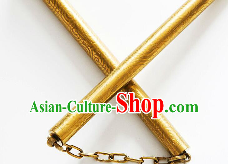 Top Stainless Steel Nunchakus Chinese Martial Arts Nunchaku Handmade Kung Fu Golden Nunchaka