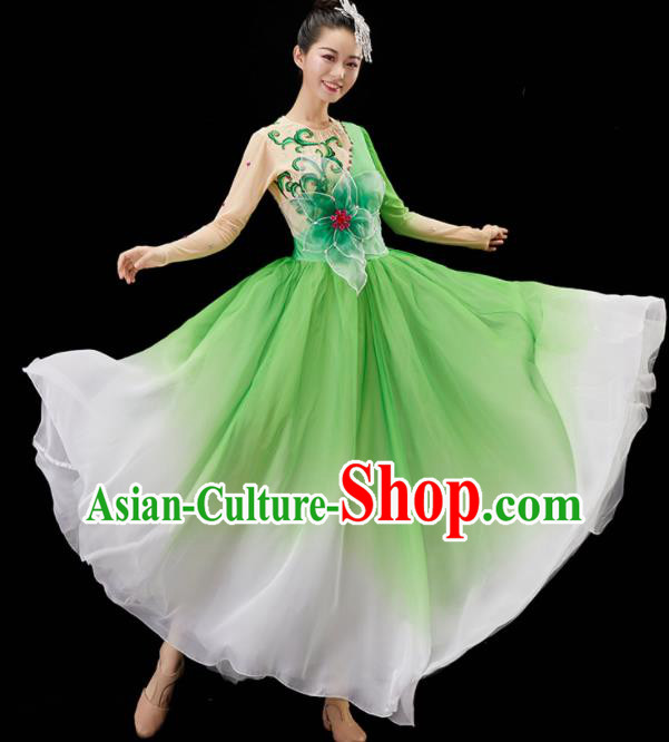 Chinese Classical Dance Clothing Woman Opening Dance Costume Modern Dance Green Dress Umbrella Dance Garment