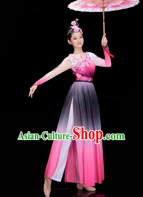 Chinese Classical Dance Costume Stage Performance Pink Dress Umbrella Dance Clothing Women Group Dance Garments