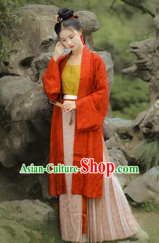Chinese Ancient Young Lady Dress Garments Song Dynasty Historical Costumes Traditional Noble Woman Hanfu Clothing