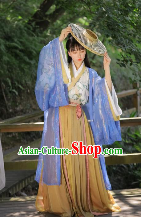 Chinese Ancient Swordswoman Dress Garments Jin Dynasty Historical Costumes Traditional Hanfu Young Lady Clothing