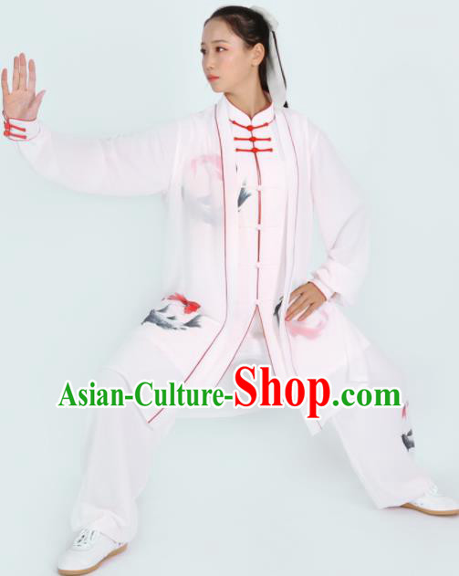 Chinese Martial Arts Competition Clothing Tai Chi Performance Outfit Kung Fu Costumes Tai Ji Printing Carps Uniform