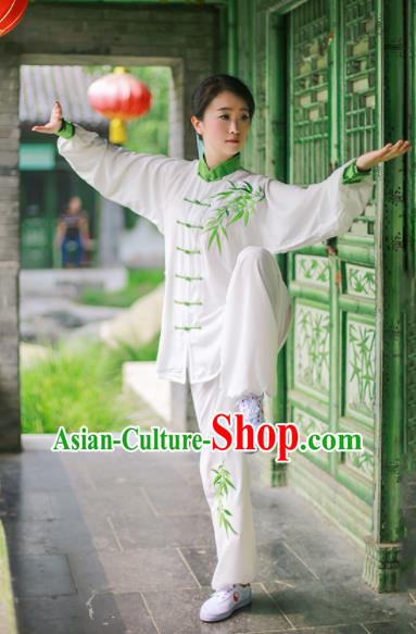 Chinese Tai Ji Embroidered Bamboo Uniform Martial Arts Competition Clothing Tai Chi Performance Outfit Kung Fu Costumes