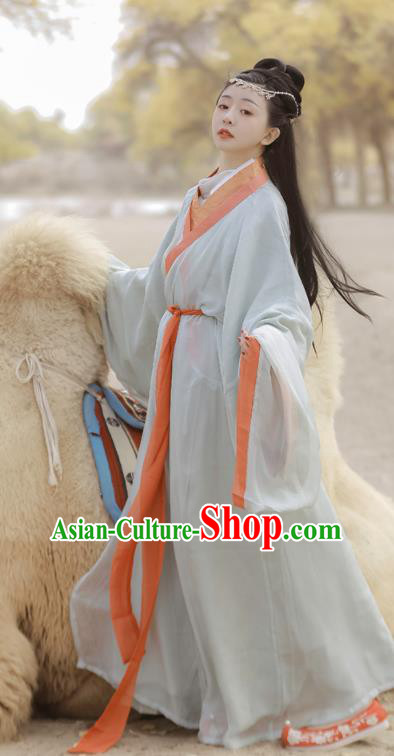 Chinese Traditional Hanfu Straight Front Robe Clothing Ancient Palace Lady Dress Garments Han Dynasty Princess Historical Costumes
