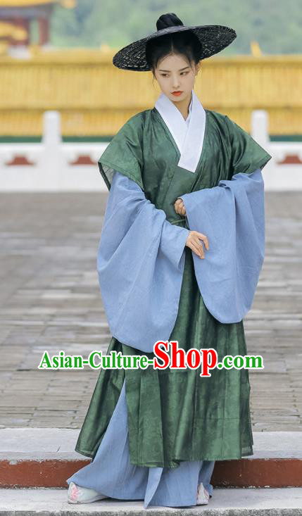 Chinese Ancient Scholar Robe Garments Ming Dynasty Historical Costumes Traditional Hanfu Priest Frock Clothing