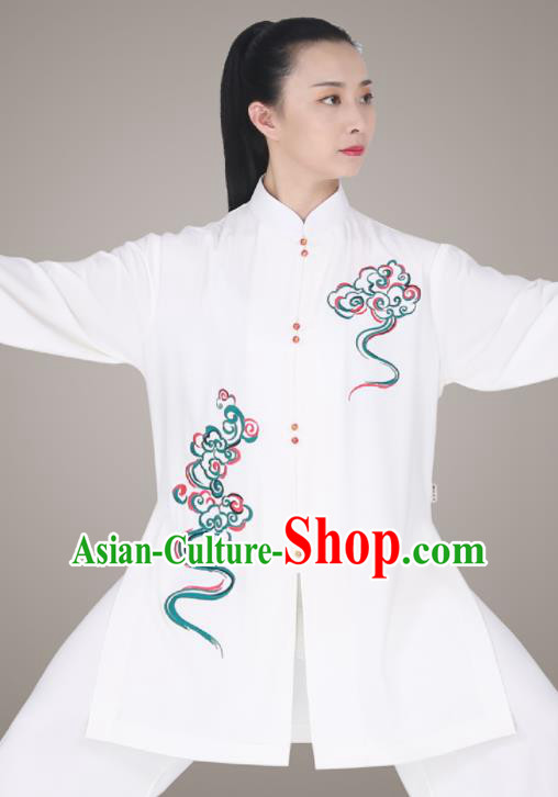 Chinese Tai Ji Competition Uniform Martial Arts Competition Clothing Tai Chi White Outfit Top Kung Fu Costumes