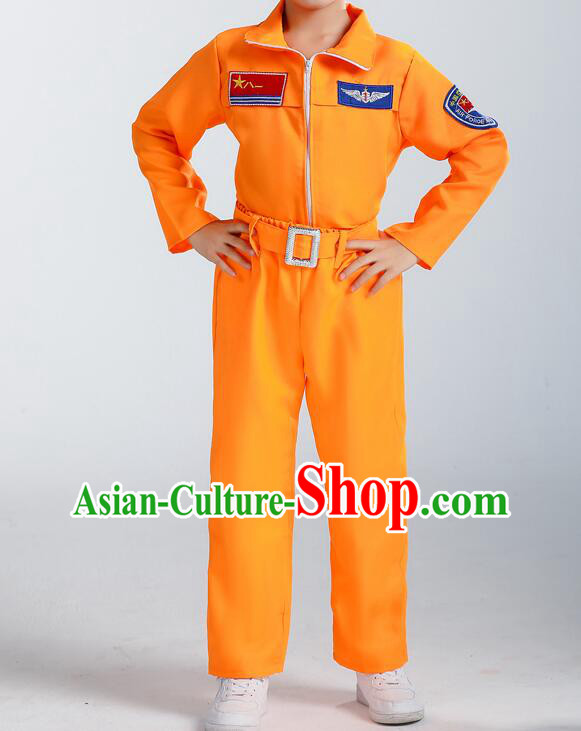 Chinese Modern Dance Orange Suit Stage Performance Clothing Spaceman Dance Costume Space Field Officers Uniform