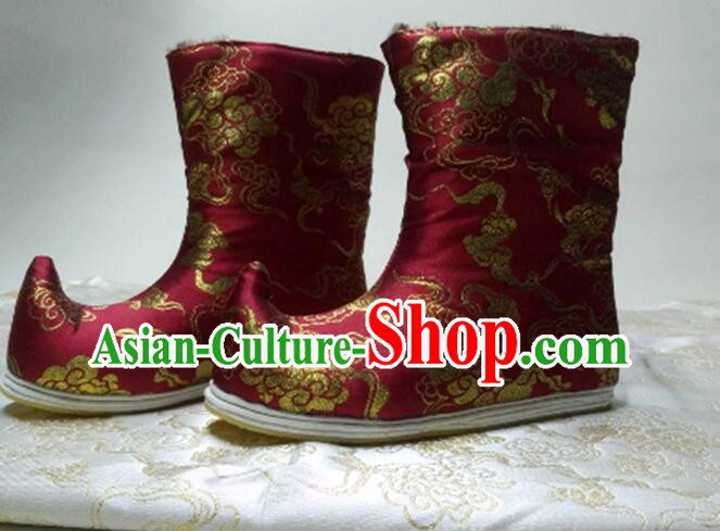 Chinese Ancient Princess Embroidered Boots Hanfu Boots Traditional Satin Boots Handmade Shoes