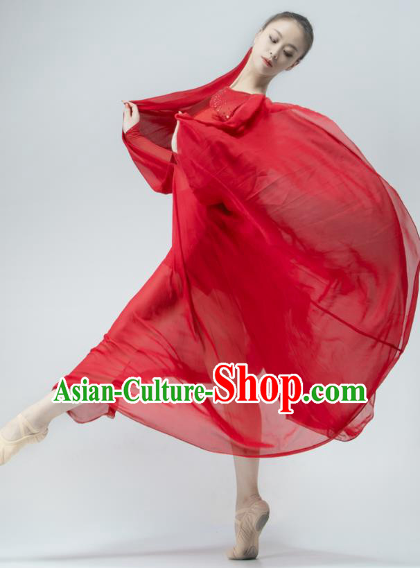 Chinese Stage Performance Costume Women Group Dance Red Dress Modern Dance Clothing
