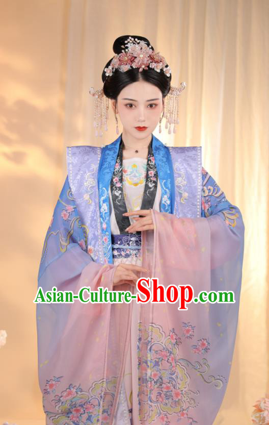 Chinese Song Dynasty Wedding Garment Costumes Ancient Bride Clothing Traditional Hanfu Palace Lady Embroidered Dresses Complete Set