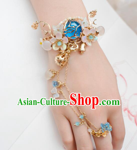 Chinese Traditional Jewelry Ancient Princess Bracelet Handmade Hanfu Bangle with Ring