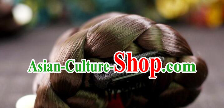 Korean Traditional Braid Wig Hanbok Hair Bun Handmade Court Headpiece