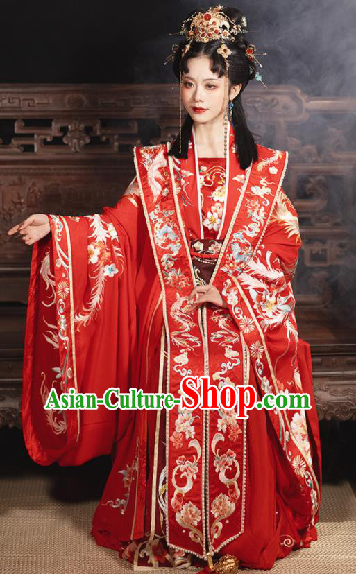 Chinese Traditional Wedding Red Dress Ming Dynasty Bride Garment Costumes Ancient Hanfu Empress Clothing