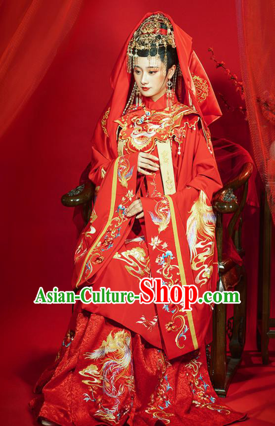 Chinese Ancient Bride Clothing Traditional Wedding Red Hanfu Dress Ming Dynasty Noble Woman Historical Costumes
