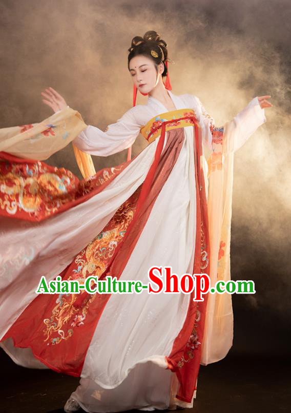 China Ancient Palace Princess Dress Traditional Embroidered Hanfu Clothing Tang Dynasty Noble Woman Garment Costumes