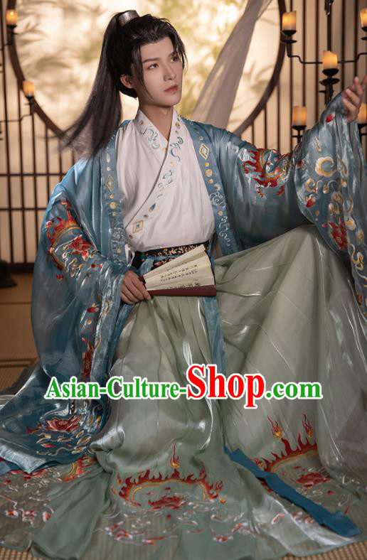 China Ancient Young Swordsman Clothing Traditional Embroidered Hanfu Jin Dynasty Prince Garment Costumes