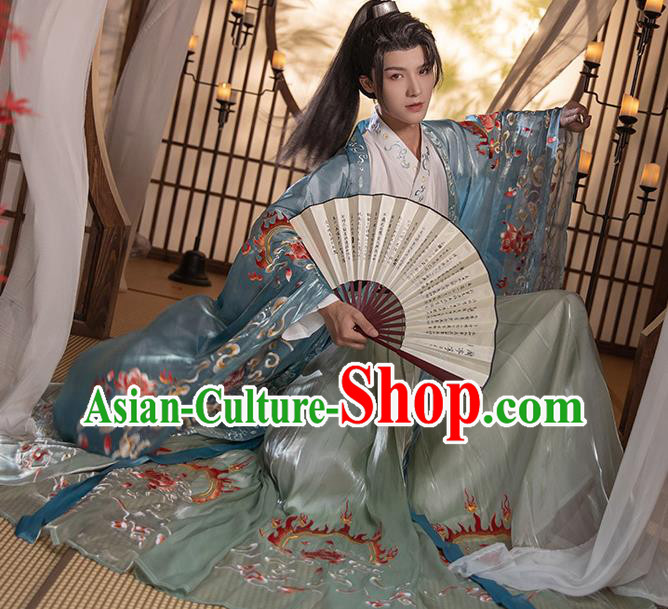 China Ancient Young Swordsman Clothing Traditional Embroidered Hanfu Jin Dynasty Prince Garment Costumes